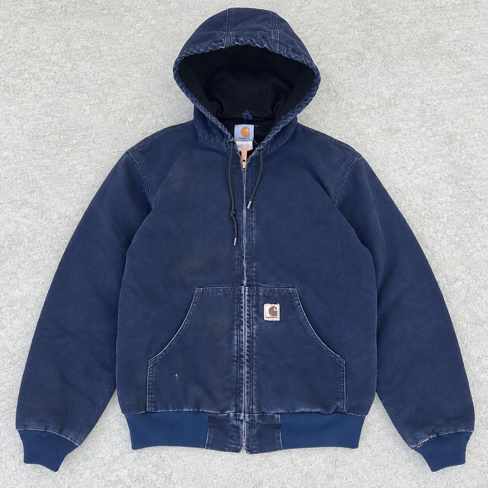 Carhartt J25 MDT Active Jacket Small Midnight Navy Vintage Hooded Workwear Coat